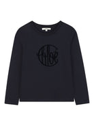 T-shirt per bambina Chloé Kids blu con stampa logo sul davanti C20657 859 CHLOE' KIDS 