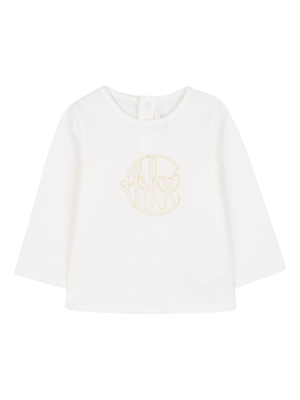 T-shirt per neonata Chloé Kids bianco a maniche lunghe con logo C20700 117 CHLOE' KIDS 
