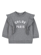 Felpa per bambina Chloé Kids grigia con stampa con logo C20705 A46 CHLOE' KIDS 