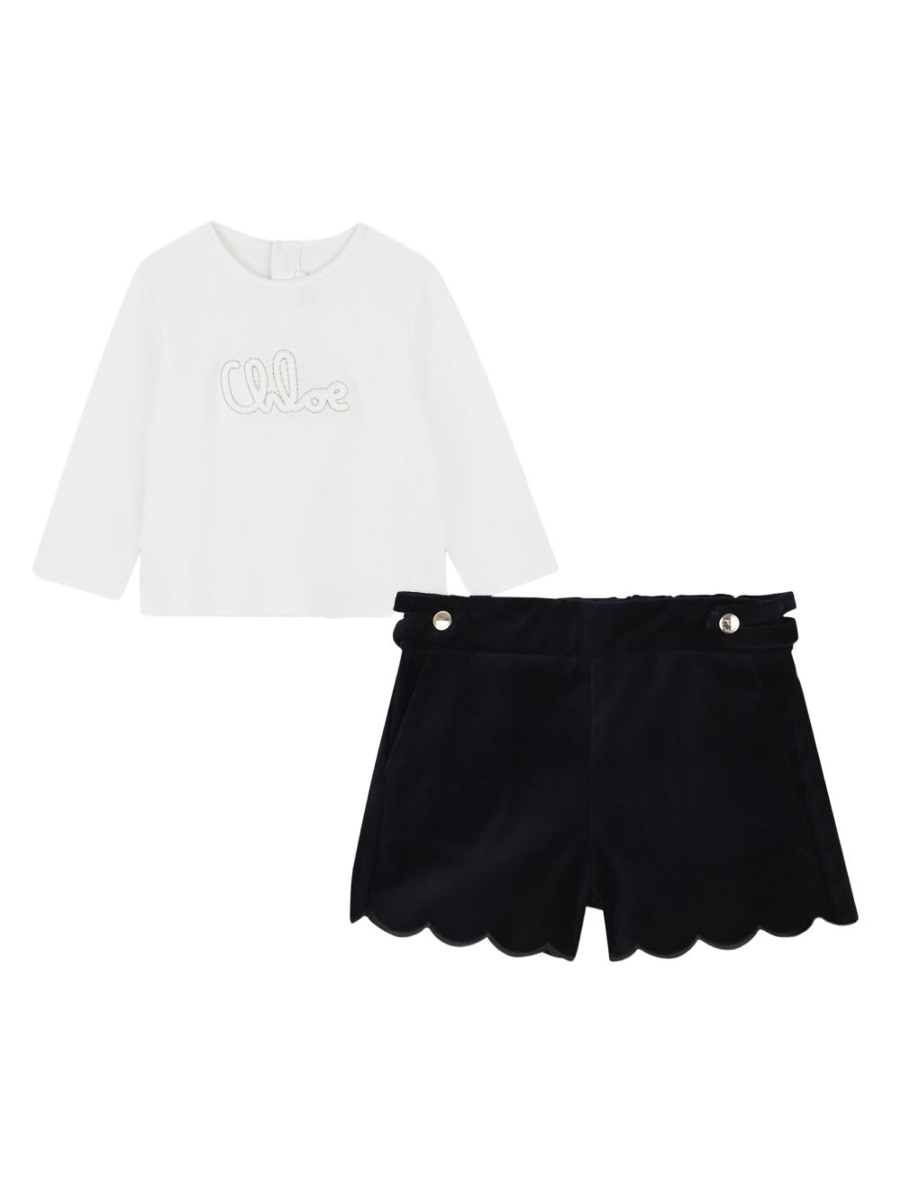 Set t-shirt e shorts per neonata Chloé Kids multicolore con logo ricamato C20719 N68 CHLOE' KIDS 