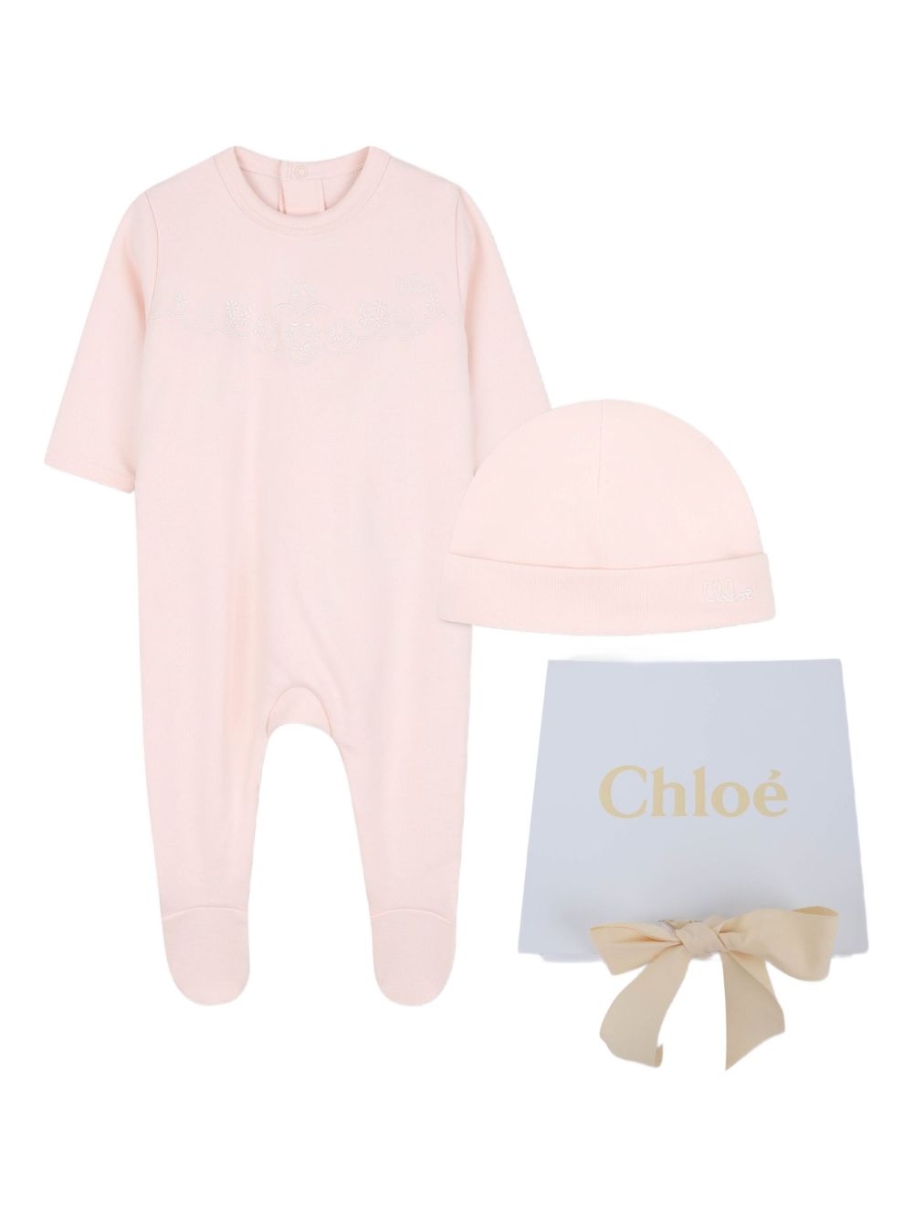 Set per neonata Chloé Kids rosa con logo ricamato C20774 45Q CHLOE' KIDS 