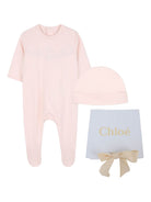 Set per neonata Chloé Kids rosa con logo ricamato C20774 45Q CHLOE' KIDS 