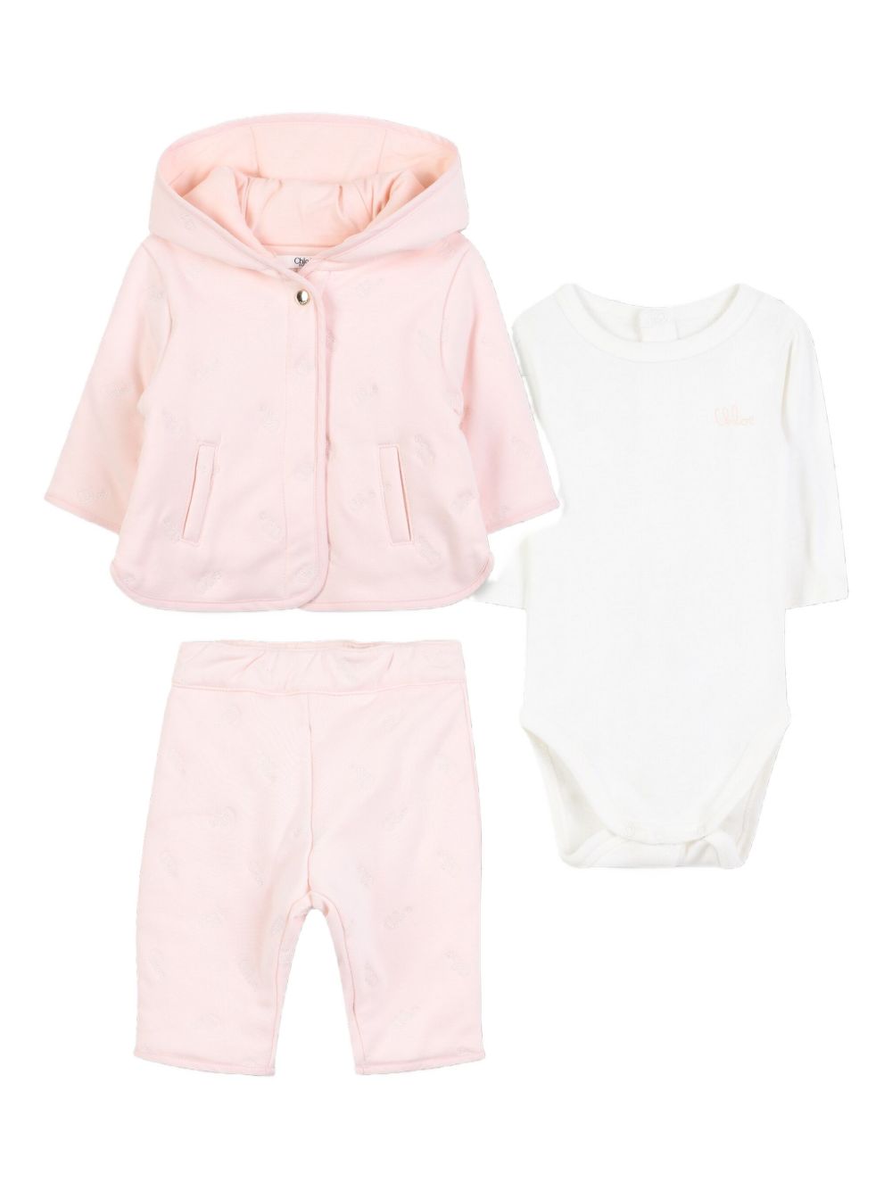 Set tuta sportiva e tutina per neonata Chloé Kids rosa con design a maniche lunghe C20782 45Q CHLOE' KIDS 