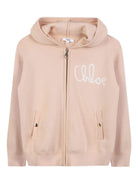 Felpa per bambina Chloé Kids beige con logo ricamato C20790 257 CHLOE' KIDS 