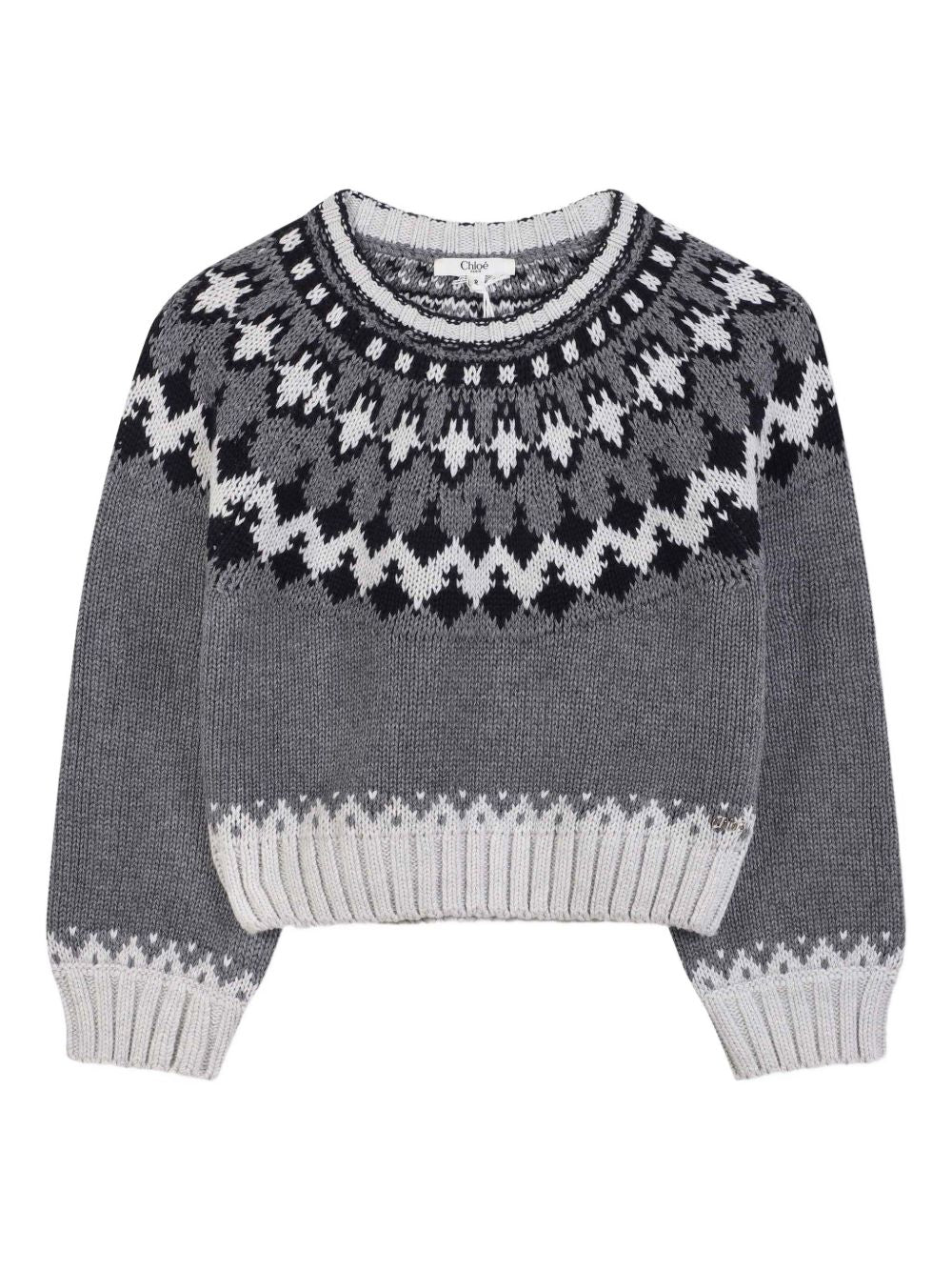 Maglione per bambina Chloé Kids grigio con maglia con motivo a intarsio C20797 A46 CHLOE' KIDS 
