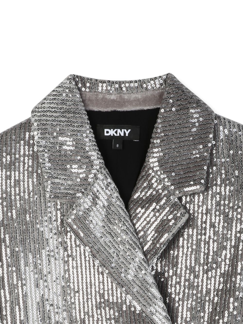 Giacca doppiopetto per bambina Dkny Kids argento con decorazione con paillettes all-over D62375 016 DKNY KIDS 