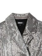 Giacca doppiopetto per bambina Dkny Kids argento con decorazione con paillettes all-over D62375 016 DKNY KIDS 