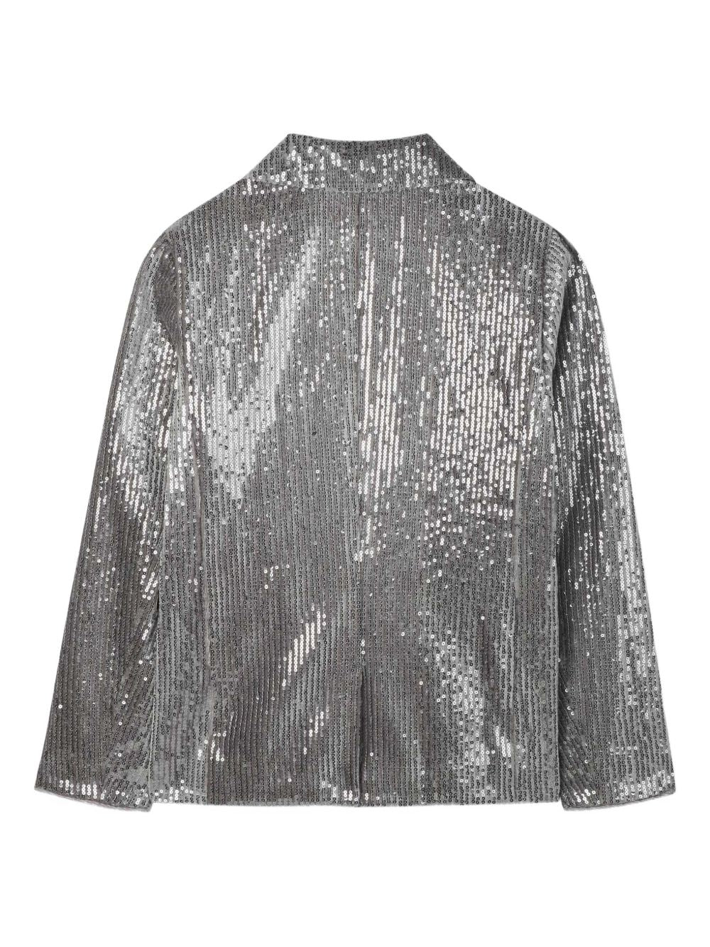 Giacca doppiopetto per bambina Dkny Kids argento con decorazione con paillettes all-over D62375 016 DKNY KIDS 