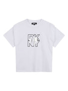 T-shirt per bambina DKNY Kids bianca con stampa con logo D62417 10B DKNY KIDS 