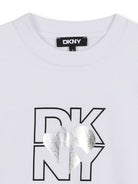T-shirt per bambina DKNY Kids bianca con stampa con logo D62417 10B DKNY KIDS 