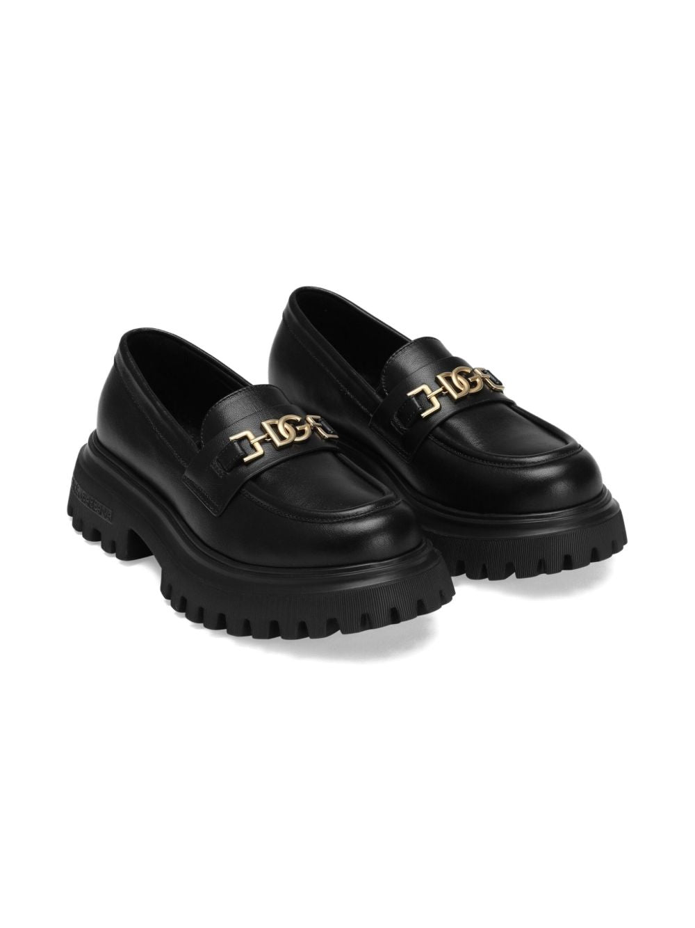 Mocassini per bambina Dolce & Gabbana Kids neri con dettagli color oro D11351 A1065 80999 DOLCE & GABBANA KIDS 