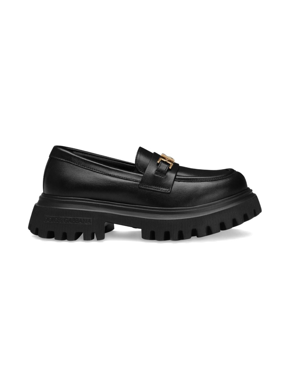 Mocassini per bambina Dolce & Gabbana Kids neri con dettagli color oro D11351 A1065 80999 DOLCE & GABBANA KIDS 