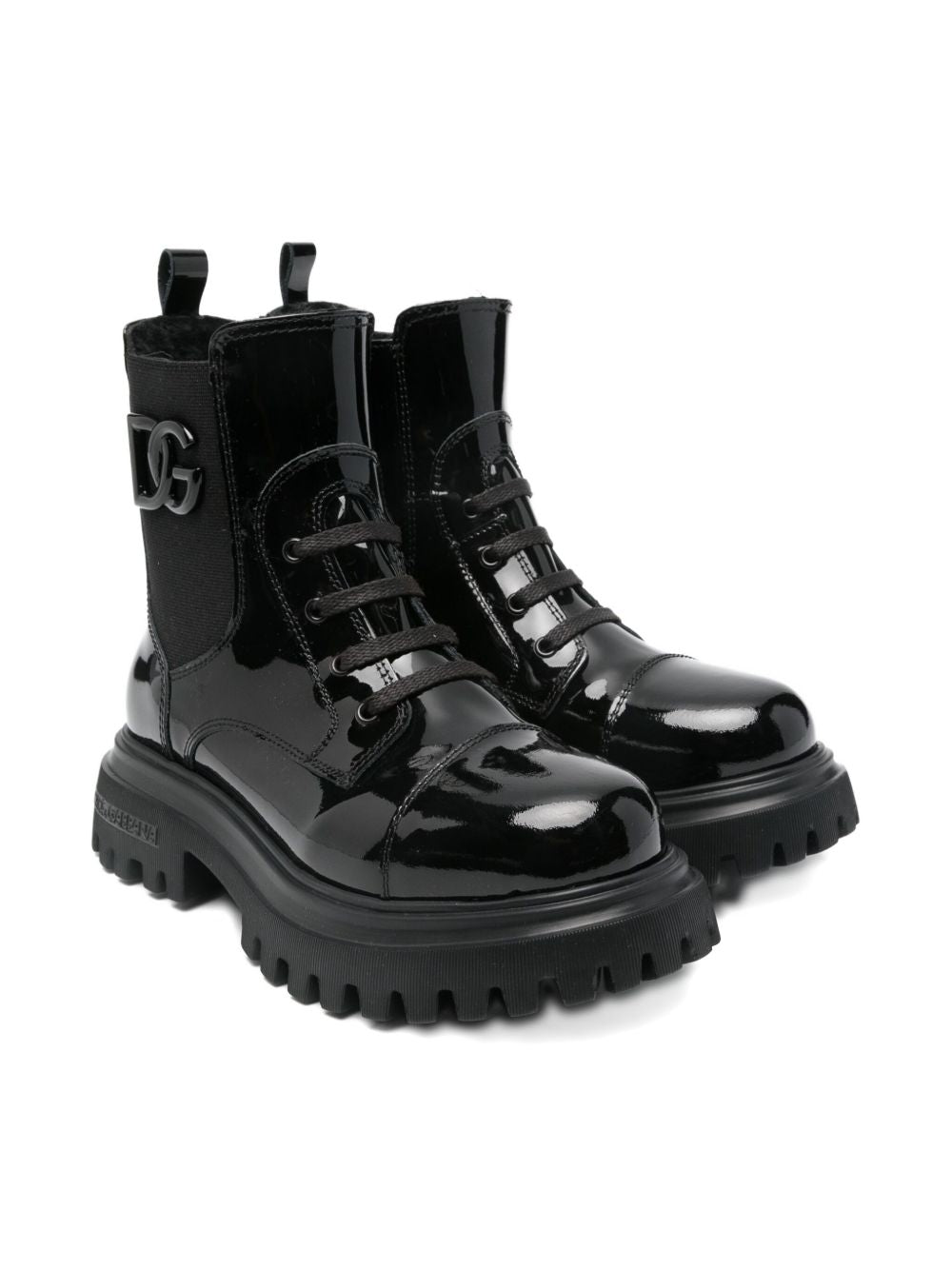 Stivali per bambina Dolce & Gabbana Kids neri con placca con logo D11360 AW623 80999 DOLCE & GABBANA KIDS 