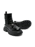 Stivali per bambina Dolce & Gabbana Kids neri con placca con logo D11360 AW623 80999 DOLCE & GABBANA KIDS 