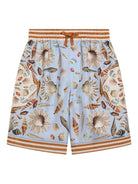 Shorts per bambino Dolce & Gabbana Kids azzurri con stampa grafica all-over L43Q54 HI1ZB HC5PK DOLCE & GABBANA KIDS 