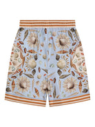 Shorts per bambino Dolce & Gabbana Kids azzurri con stampa grafica all-over L43Q54 HI1ZB HC5PK DOLCE & GABBANA KIDS 