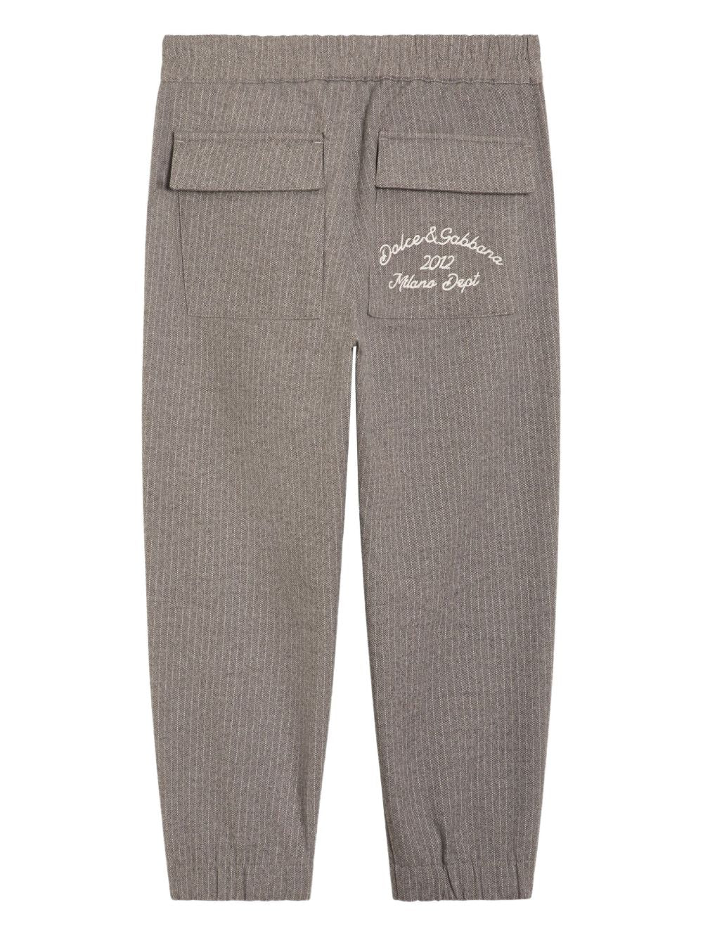 Pantaloni per bambino Dolce & Gabbana Kids grigi con motivo gessato L44P90 FURN5 S8051 DOLCE & GABBANA KIDS 