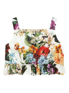 Top per bambina Dolce & Gabbana Kids bianca con stampa floreale all-over L51N72 HS5TV HA5PC DOLCE & GABBANA KIDS 