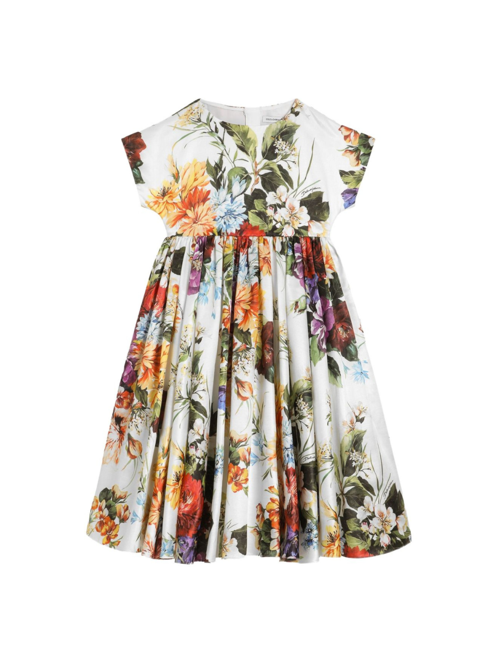 Abito per bambina Dolce & Gabbana Kids bianco in cotone e seta con stampa floreale L54DI6 FSTBS HA5PC DOLCE & GABBANA KIDS 