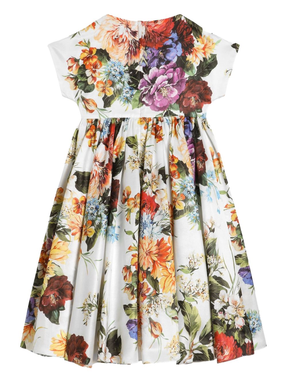 Abito per bambina Dolce & Gabbana Kids bianco in cotone e seta con stampa floreale L54DI6 FSTBS HA5PC DOLCE & GABBANA KIDS 