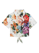 Camicia per bambina Dolce & Gabbana Kids bianco in cotone a fiori L54S05 HS5TV HA5PC DOLCE & GABBANA KIDS 