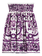 Gonna per bambina Dolce & Gabbana Kids viola con stampa maiolica L55I64 FI5JG H15DQ DOLCE & GABBANA KIDS 