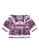 Blusa per bambina Dolce & Gabbana Kids viola con stampa maioliche L56S40 FI5JG H15DQ DOLCE & GABBANA KIDS 