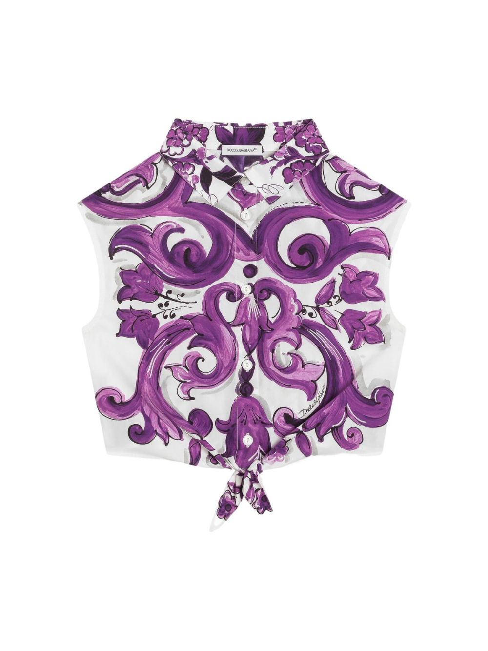 Gonna per bambina Dolce & Gabbana Kids viola in popeline con stampa maioliche L56S41 HH5EN IP3TN DOLCE & GABBANA KIDS 
