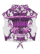 Gonna per bambina Dolce & Gabbana Kids viola in popeline con stampa maioliche L56S41 HH5EN IP3TN DOLCE & GABBANA KIDS 