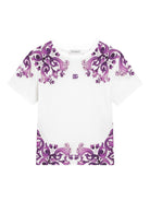 T-shirt per bambina Dolce & Gabbana Kids bianco con stampa maioliche L5JTNK II7H3 I23TN DOLCE & GABBANA KIDS 