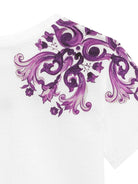 T-shirt per bambina Dolce & Gabbana Kids bianco con stampa maioliche L5JTNK II7H3 I23TN DOLCE & GABBANA KIDS 
