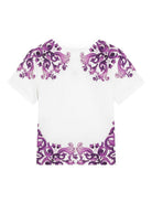 T-shirt per bambina Dolce & Gabbana Kids bianco con stampa maioliche L5JTNK II7H3 I23TN DOLCE & GABBANA KIDS 
