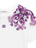 T-shirt per bambina Dolce & Gabbana Kids bianco con stampa maioliche L5JTNK II7H3 I23TN DOLCE & GABBANA KIDS 