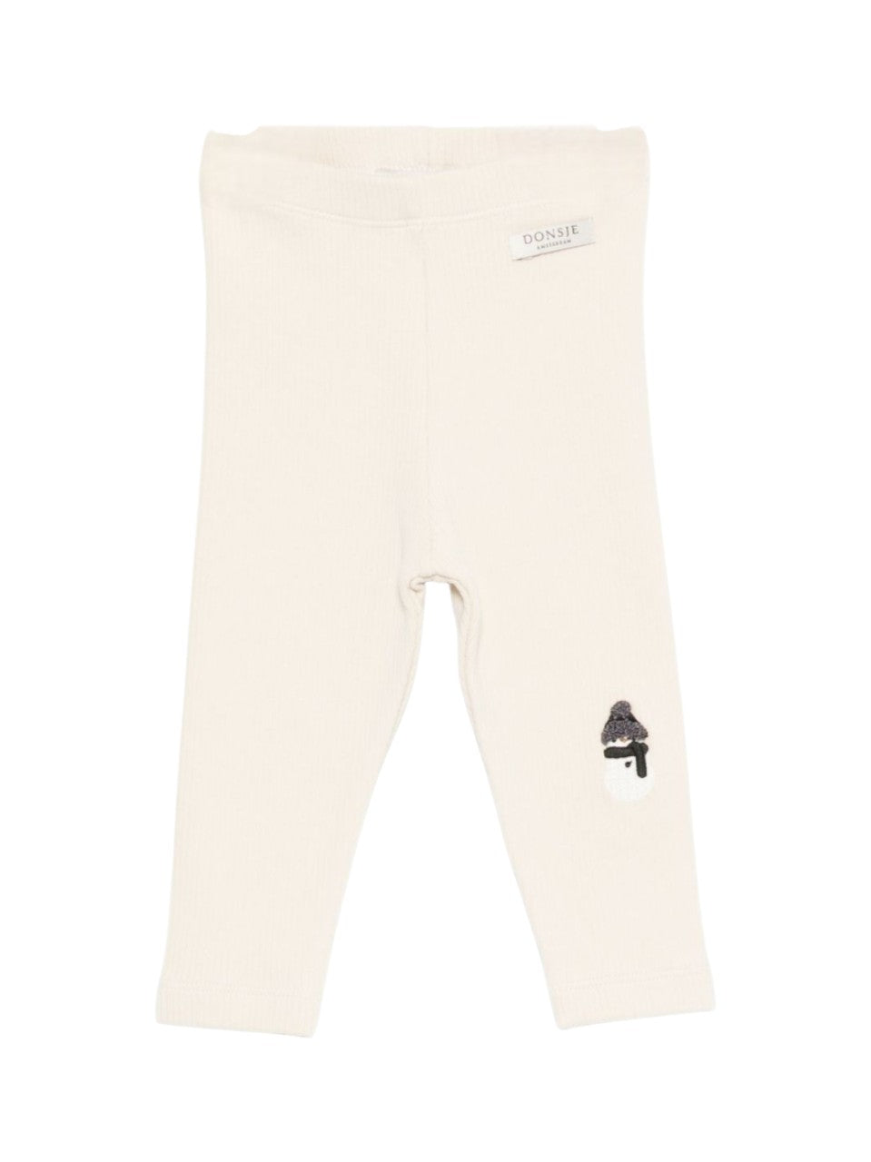Pantaloni per neonati Donsje beige con pupazzo di neve ricamato 3042802 00004 DONSJE KIDS 