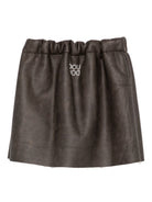 Gonna per bambina Douuod Kids marrone con orlo a taglio vivo DX7A01 H0072 320BG DOUUOD KIDS 