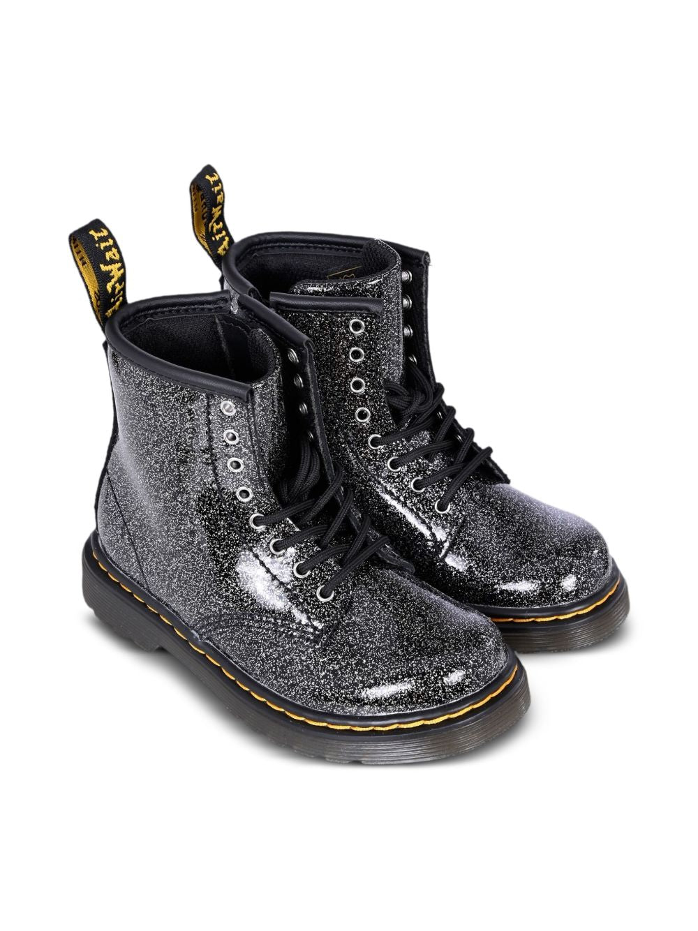 Stivali per bambina Dr. Martens Kids neri con effetto glitter 41435001 1460 Dr martens kids 