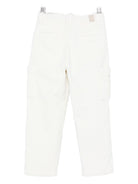 Pantaloni cargo per bambino Eleventy Kids bianchi con chiusura frontale con bottoni EX6P30 V0162 109 ELEVENTY KIDS 