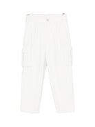Pantaloni cargo per bambino Eleventy Kids bianchi con chiusura frontale con bottoni EX6P30 V0162 109 ELEVENTY KIDS 