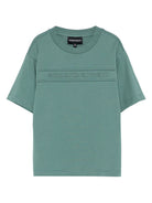 T-shirt per bambino Emporio Armani Kids verde con logo in rilievo EB000500 AF14503 U7317 EMPORIO ARMANI KIDS 