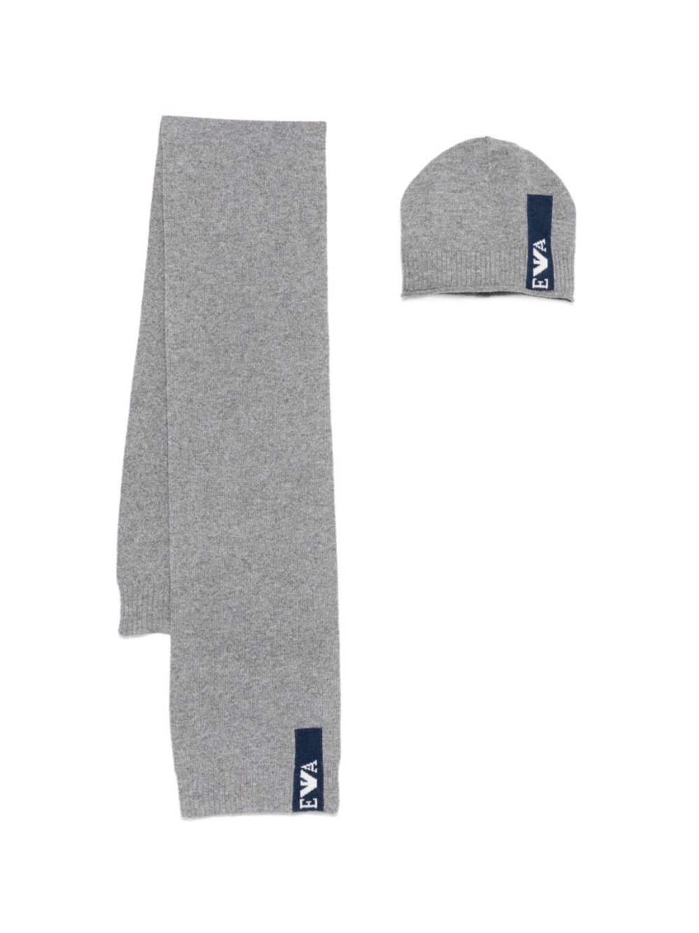 Set berretto e sciarpa per bambino Emporio Armani Kids grigio con dettaglio logo EB000812 AF17340 O8005 EMPORIO ARMANI KIDS 