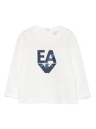 T-shirt per neonato Emporio Armani Kids bianca con logo sul davanti EB000827 AF14503 U0003 EMPORIO ARMANI KIDS 