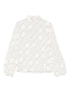 Camicia per bambina Elisabetta Franchi La Mia Bambina bianca con stampa geometrica EFCA2670VI040 0077 ElISABETTA FRANCHI KIDS 