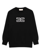 Felpa per bambina Elisabetta Franchi La Mia Bambina nero con cristalli e logo EFFE1510FF002 N075 ElISABETTA FRANCHI KIDS 