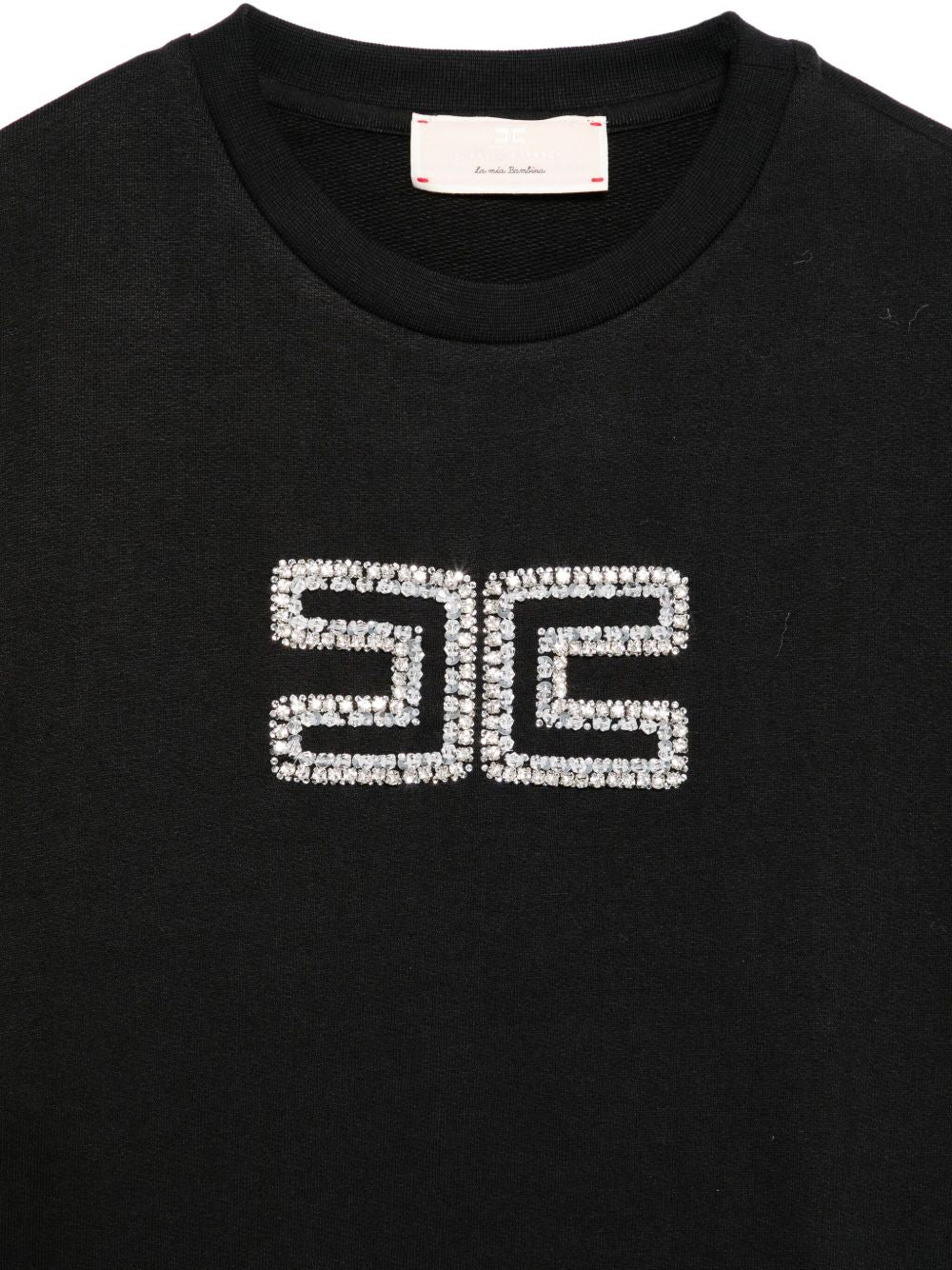 Felpa per bambina Elisabetta Franchi La Mia Bambina nero con cristalli e logo EFFE1510FF002 N075 ElISABETTA FRANCHI KIDS 