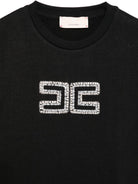 Felpa per bambina Elisabetta Franchi La Mia Bambina nero con cristalli e logo EFFE1510FF002 N075 ElISABETTA FRANCHI KIDS 