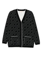 Cardigan per bambina Elisabetta Franchi La Mia Bambina nero con motivo logo all-over EFMA182CFL229 D748 ElISABETTA FRANCHI KIDS 