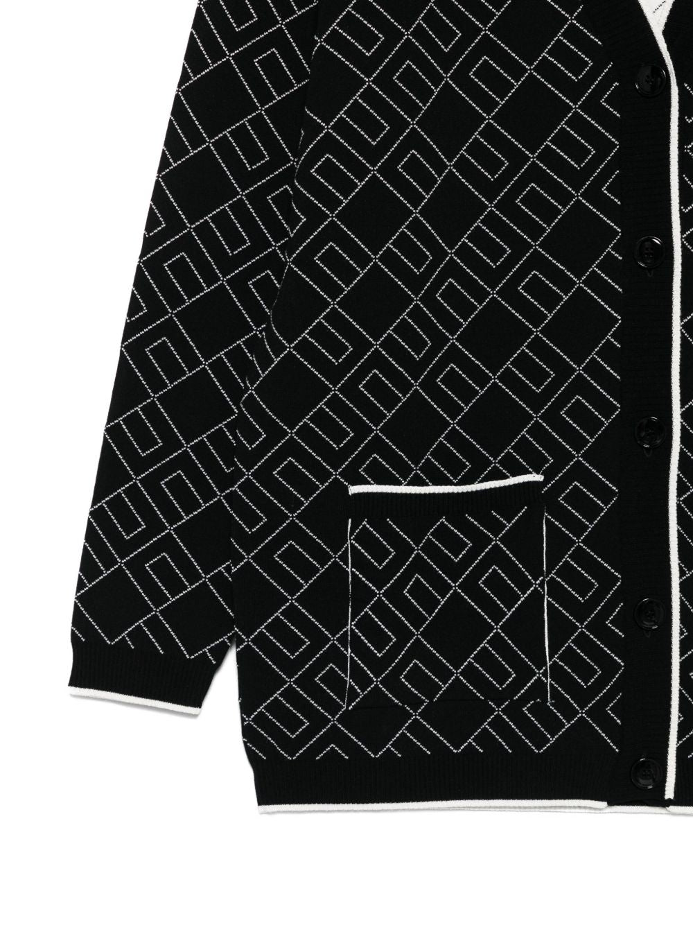 Cardigan per bambina Elisabetta Franchi La Mia Bambina nero con motivo logo all-over EFMA182CFL229 D748 ElISABETTA FRANCHI KIDS 