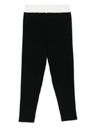 Leggings per bambina Elisabetta Franchi La Mia Bambina nero con bordo a contrasto EFPA301CFL040 D748 ElISABETTA FRANCHI KIDS 