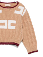 Maglione per neonata Elisabetta Franchi La Mia Bambina beige con logo sul davanti EGMA044CFL230 D765 ElISABETTA FRANCHI KIDS 