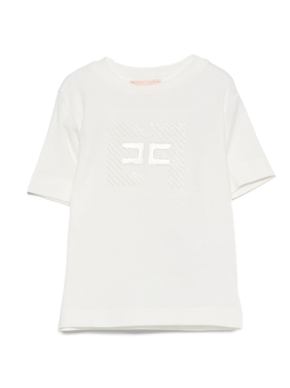 T-shirt per neonata Elisabetta Franchi La Mia Bambina bianco con logo ricamato EGTS0990JE006 0000 ElISABETTA FRANCHI KIDS 